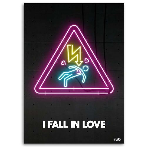 Tableau Néons Amoureux 70 X 100 Cm Noir