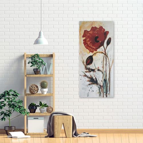 Tableau Image De Coquelicots De Bois 50 X 100 Cm Rouge