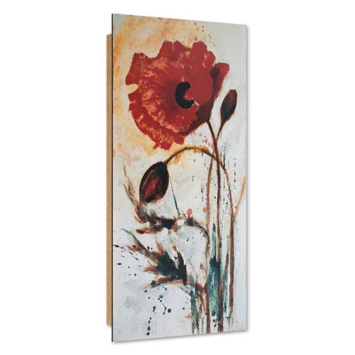 Tableau Image De Coquelicots De Bois 50 X 100 Cm Rouge