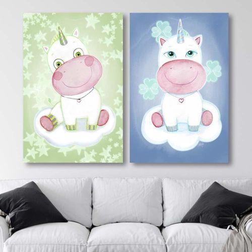 Tableau Licorne Pour Les Enfants 40 X 60 Cm Vert