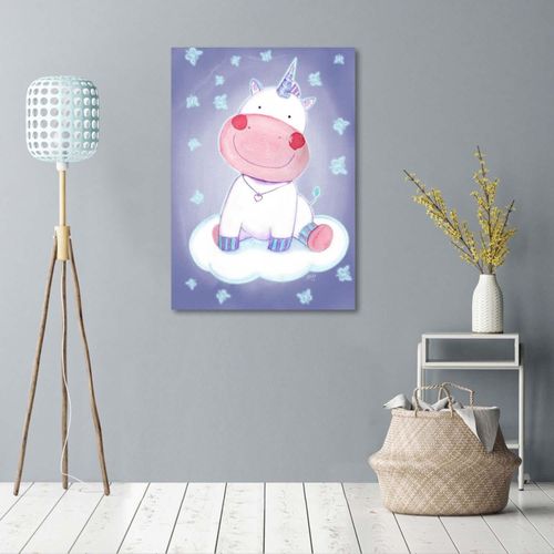 Tableau Bois Licorne Et Papillons Pour Enfants 50 X 70 Cm Violet