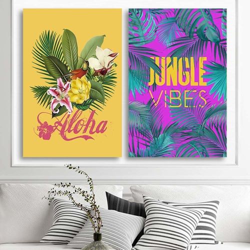 Tableau Ambiance De La Jungle 50 X 70 Cm Rose