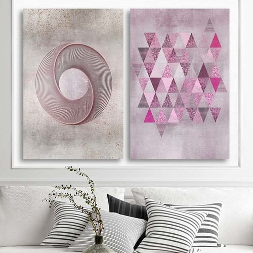 Tableau Bois Abstrait 40 X 60 Cm Rose