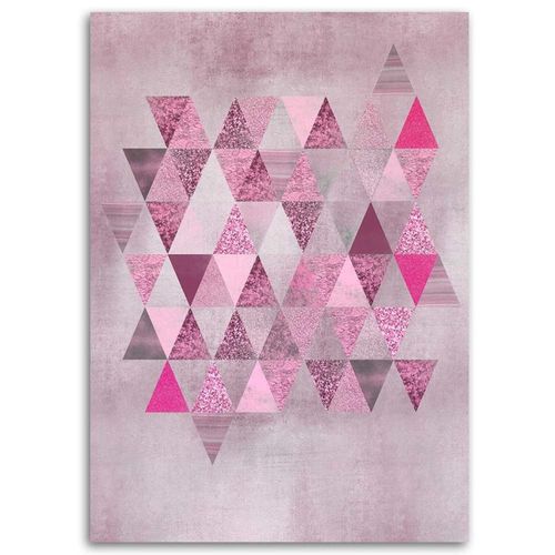 Tableau Bois Abstrait 50 X 70 Cm Rose