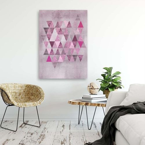 Tableau Bois Abstrait 70 X 100 Cm Rose