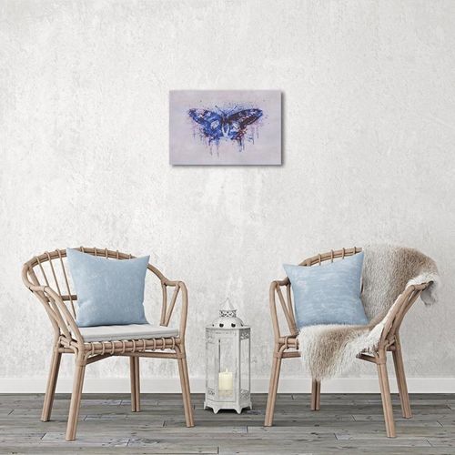Tableau Bois Papillon Multicolore 70 X 50 Cm Bleu