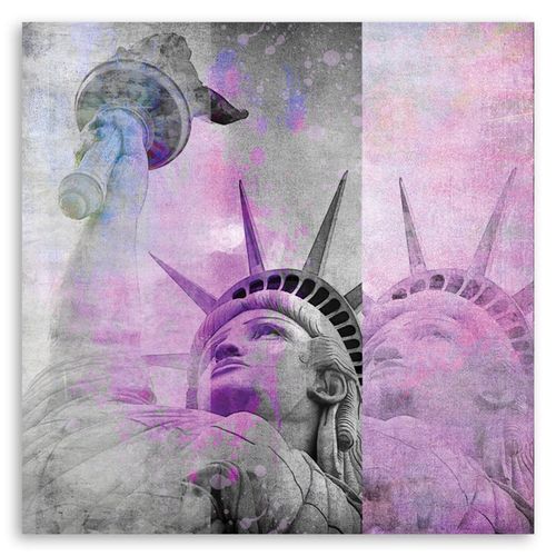 Tableau Statue De La Liberté 40 X 40 Cm Violet