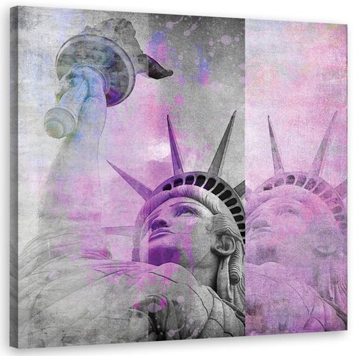 Tableau Statue De La Liberté 40 X 40 Cm Violet