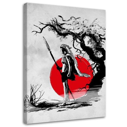 Tableau Ghibli Princesse Mononoke Sous Un Cerisier 70 X 100 Cm Rouge