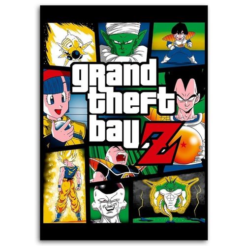 Tableau Dragon Ball Grand Theft Ball Z Style Gta 40 X 60 Cm Noir