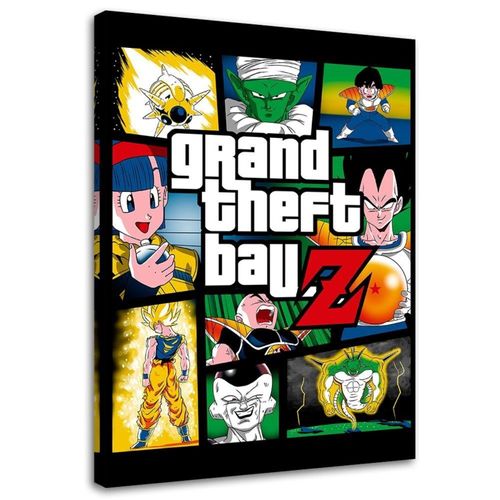 Tableau Dragon Ball Grand Theft Ball Z Style Gta 50 X 70 Cm Noir