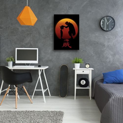 Tableau One Piece Monkey D. Luffy Et Shanks Sur Coucher De Soleil 40 X 60 Cm Noir