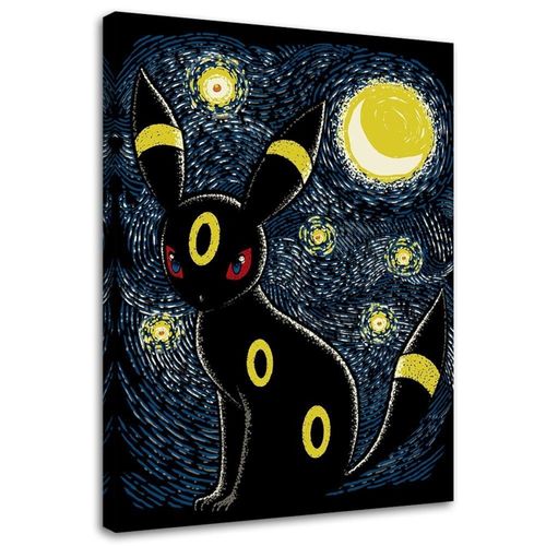 Tableau Pokemon Noctali Dans Le Style De Van Gogh 50 X 70 Cm Bleu