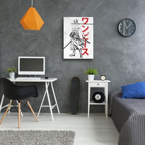 Tableau Bois One Piece Roronoa Zoro I 70 X 100 Cm Blanc