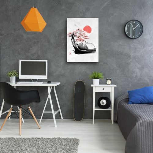 Tableau Bois Ghibli Mon Voisin Totoro Endormi Sous Un Cerisier 40 X 60 Cm Blanc