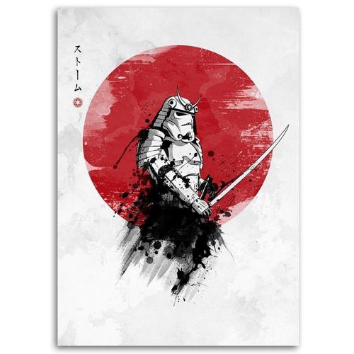 Tableau Bois Star Wars Samouraï Stormtrooper Ii 40 X 60 Cm Blanc