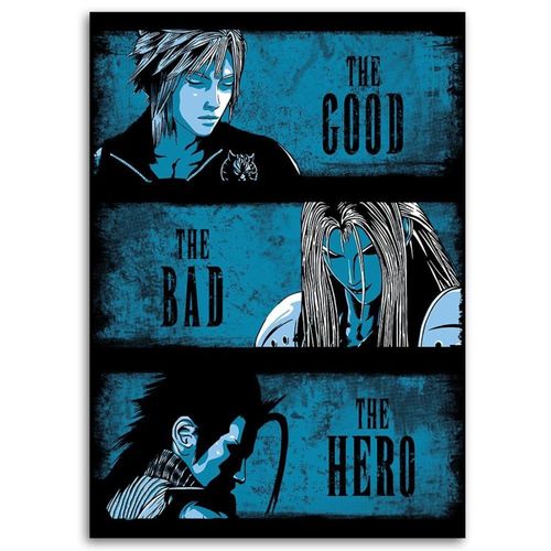 Tableau Bois Final Fantasy 7 Dans Le Style Western 70 X 100 Cm Bleu