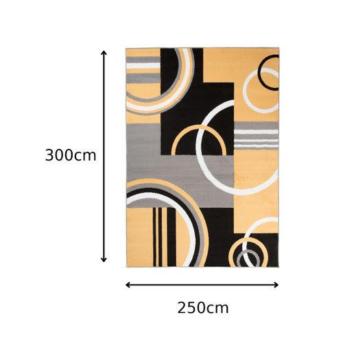 Tapis Salon Rectangle Jaune Noir Géométrique Maya 250x300
