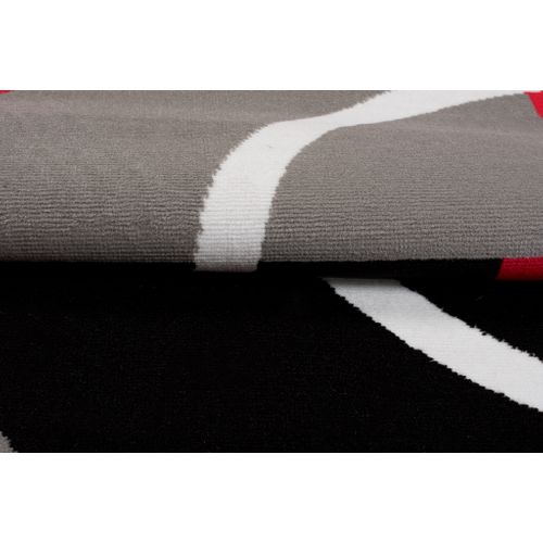 Tapis Salon Rectangle Rouge Gris Noir Géométrique Maya 160x230