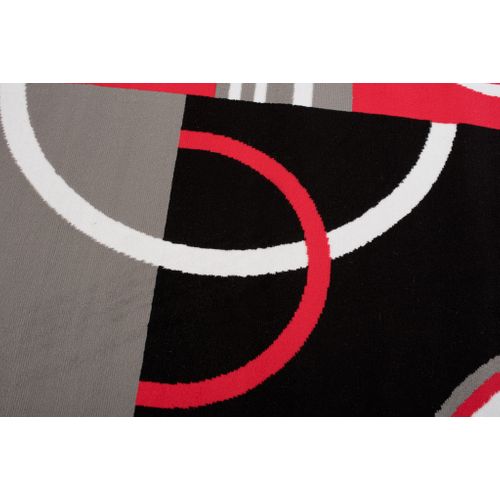 Tapis Salon Rectangle Rouge Gris Noir Géométrique Maya 160x230