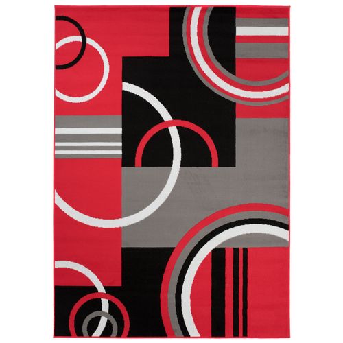 Tapis Salon Rectangle Rouge Gris Noir Géométrique Maya 250x300