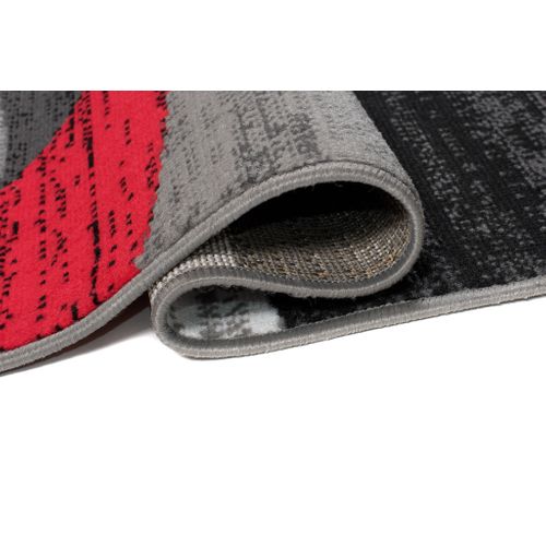 Tapis De Salon Chambre Design Moderne Gris Noir Rouge Cercles Moucheté Fin Maya 140x200