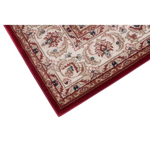 Tapis Salon Classique Rouge Crème Beige Médaillon Fin 60x100 Colorado