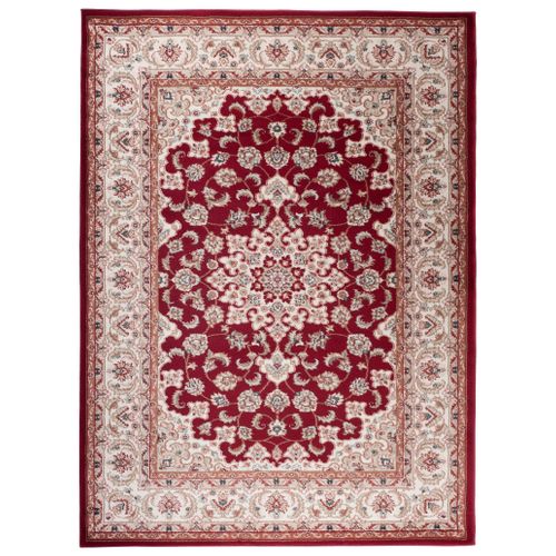 Tapis Salon Classique Rouge Crème Beige Médaillon Fin 60x100 Colorado
