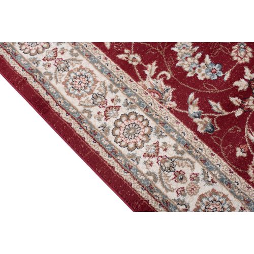 Tapis Salon Oriental Rouge Crème Gris Fleuri Fin 60x100 Colorado