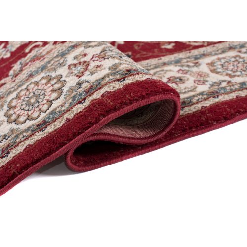 Tapis Salon Oriental Rouge Crème Gris Fleuri Fin 60x100 Colorado