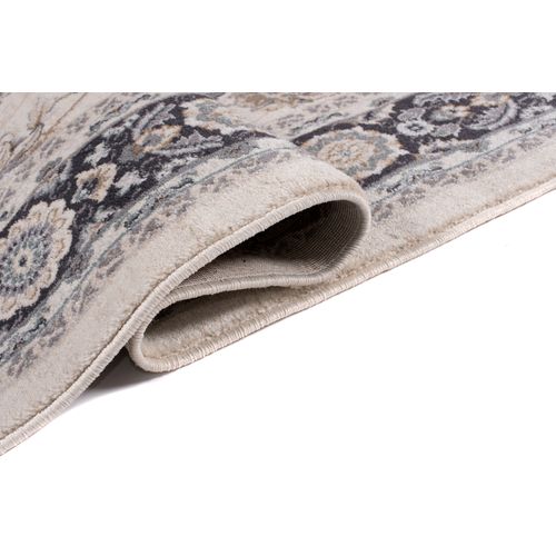 Tapis Salon Classique Crème Beige Anthracite Fleuri Fin 250x350 Colorado