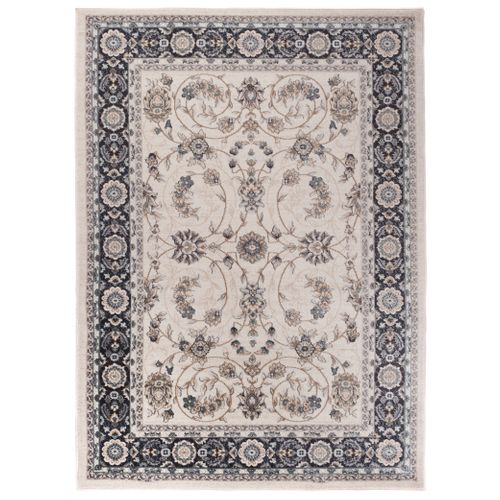 Tapis Salon Classique Crème Beige Anthracite Fleuri Fin 250x350 Colorado
