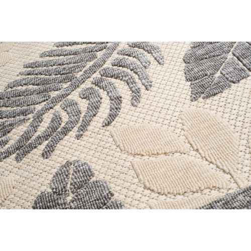 Tapis Extérieur Intérieur Gris Beige Feuilles 3d 200 X 300 Cm Viera