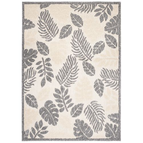 Tapis Extérieur Intérieur Gris Beige Feuilles 3d 200 X 300 Cm Viera