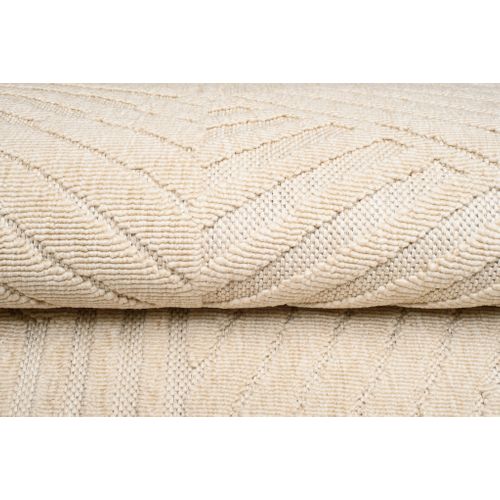 Tapis Extérieur Intérieur Beige 3d Rayures Fin 120 X 170 Cm Viera
