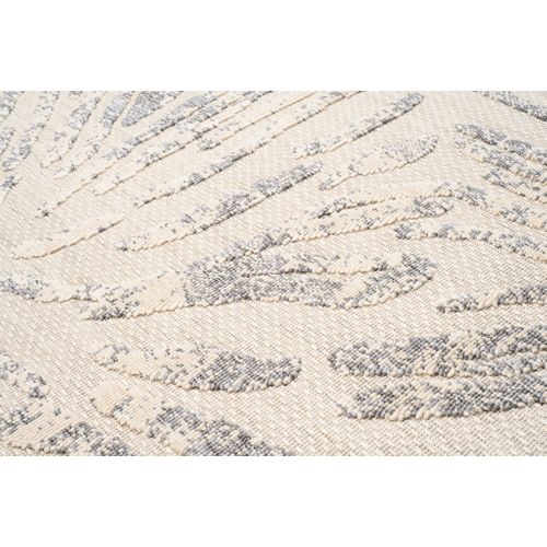 Tapis Extérieur Intérieur 3d Beige Gris Fleurs Ø 120 Cm Viera Rond