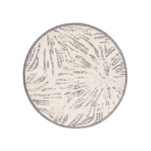 Tapis Extérieur Intérieur 3d Beige Gris Fleurs Ø 120 Cm Viera Rond