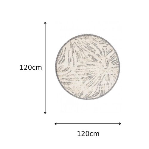 Tapis Extérieur Intérieur 3d Beige Gris Fleurs Ø 120 Cm Viera Rond