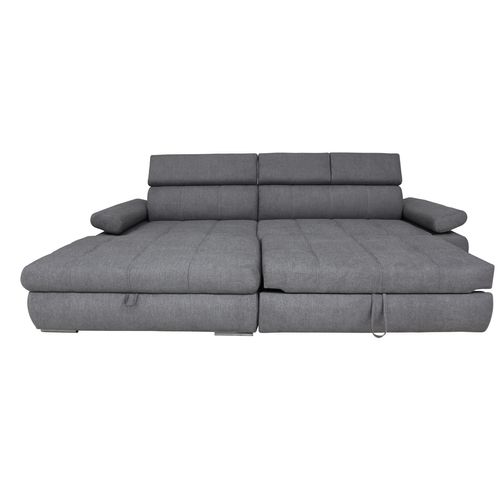 Canapé d'angle convertible méridienne gauche VEGAS tissu gris clair