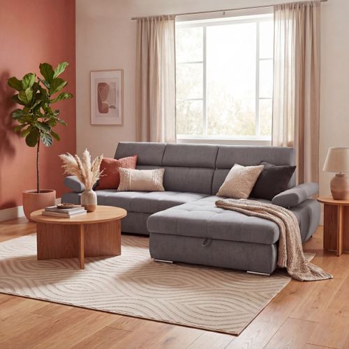 Canapé D'angle Convertible IKEA Mammut Velours Gris - 6 Places