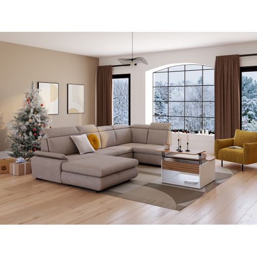 Canapé panoramique convertible COLBY terminal à droite coloris stone 4