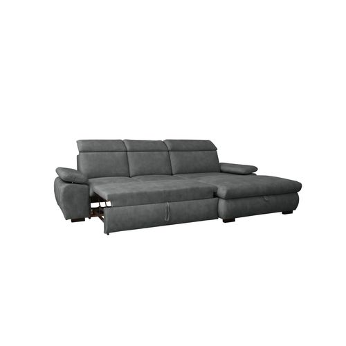 Canapé d'angle convertible COLBY terminal à doite coloris anthracite