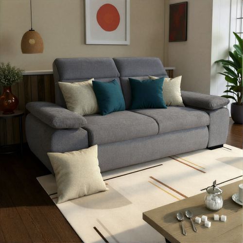 Canapé fixe 2 places COLBY coloris anthracite