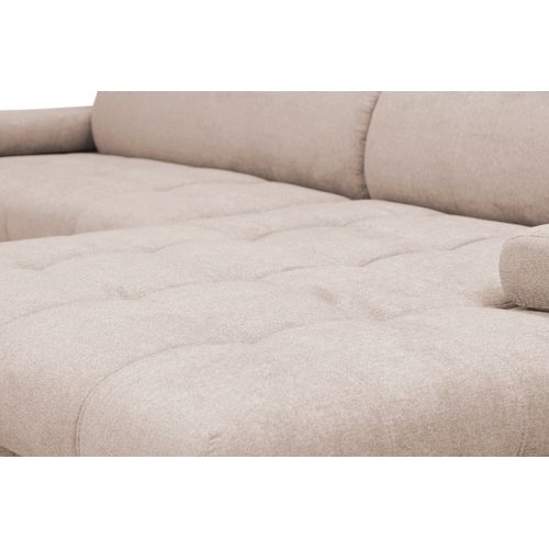 Canapé d'angle convertible méridienne droite VEGAS tissu beige