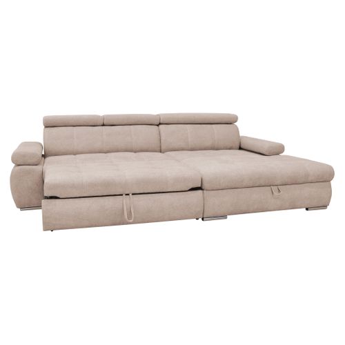 Canapé d'angle convertible méridienne droite VEGAS tissu beige