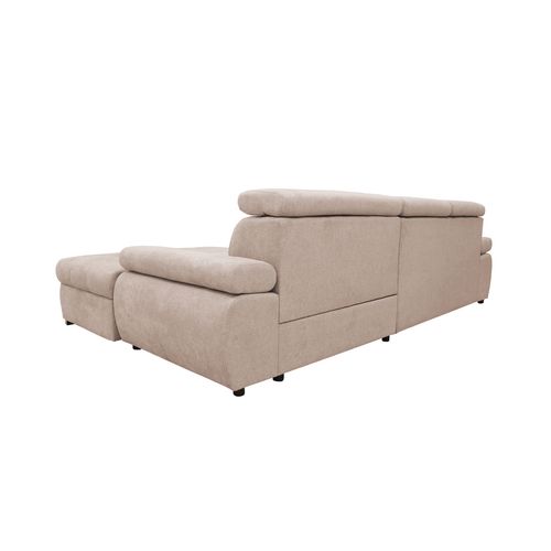 Canapé d'angle convertible méridienne droite VEGAS tissu beige