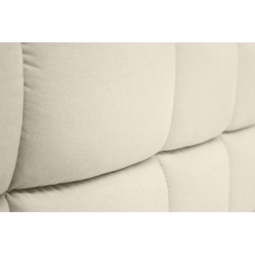 Lit coffre avec sommier relevable 160x200 cm BUENO tissu blanc