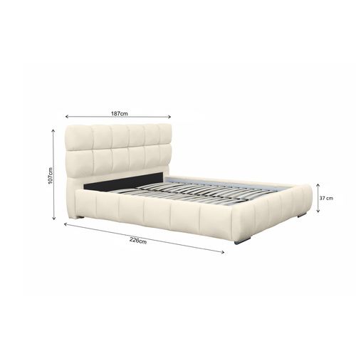 Lit coffre avec sommier relevable 160x200 cm BUENO tissu blanc