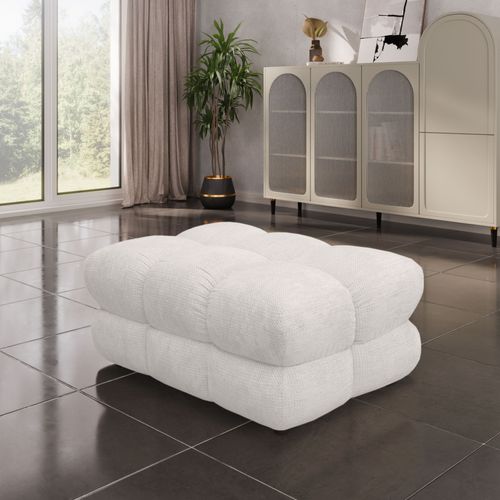 Pouf CAPSIO tissu blanc cassé