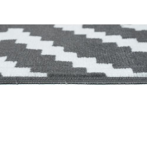 Tapis Salon Rectangle Gris Foncé Blanc Géométrique 120 X 170 Cm Luxury